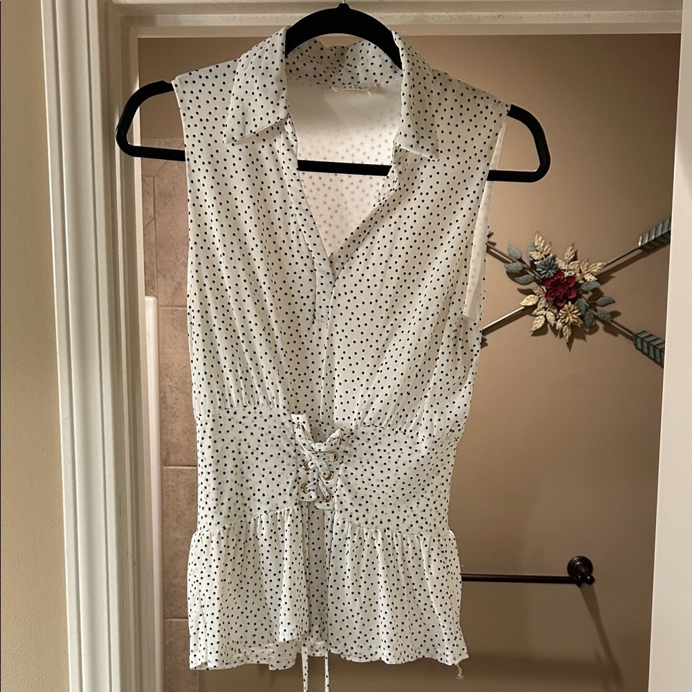 Elegant White Polka Dot Blouse